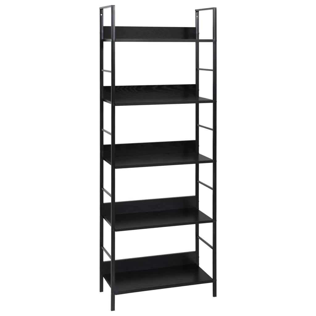 Bogreol med 5 hylder 60x27,6x158,5 cm konstrueret træ sort