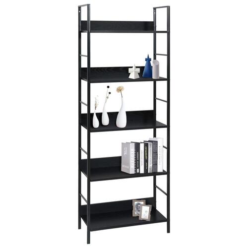 Bogreol med 5 hylder 60x27,6x158,5 cm konstrueret træ sort