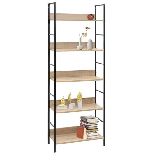 Bogreol 60x27,6x158,5 cm 5 hylder konstrueret træ egetræsfarve