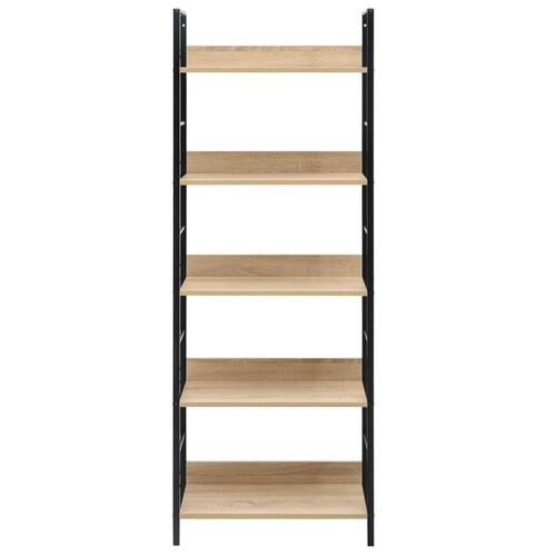 Bogreol 60x27,6x158,5 cm 5 hylder konstrueret træ egetræsfarve