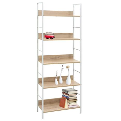 Bogreol 60x27,6x158,5 cm 5 hylder konstrueret træ egetræsfarvet