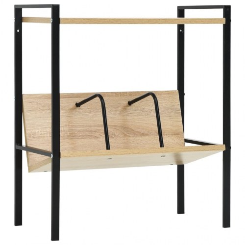 Bogreol med 2 hylder 52×28×59 cm - sort/egetræ, konstrueret træ og stål