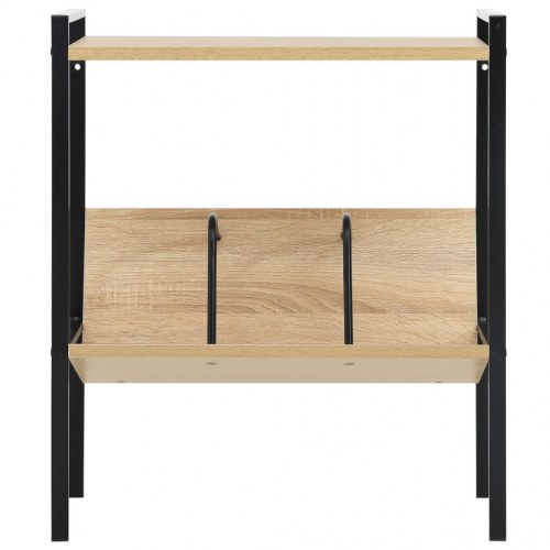 Bogreol med 2 hylder 52×28×59 cm - sort/egetræ, konstrueret træ og stål