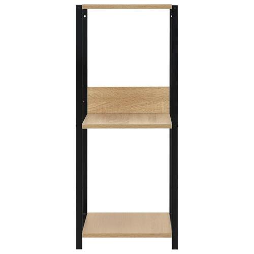 Bogreol 33,5x39,6x79,7 cm konstrueret træ sort og egetræsfarve