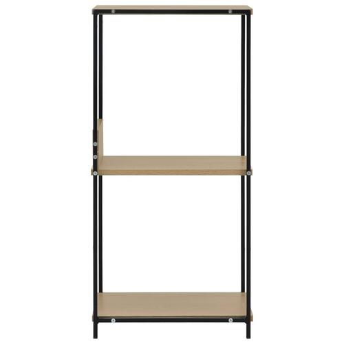 Bogreol 33,5x39,6x79,7 cm konstrueret træ sort og egetræsfarve