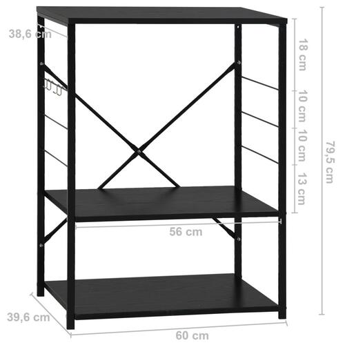 Skab til mikrobølgeovn 60x39,6x79,5 cm konstrueret træ sort
