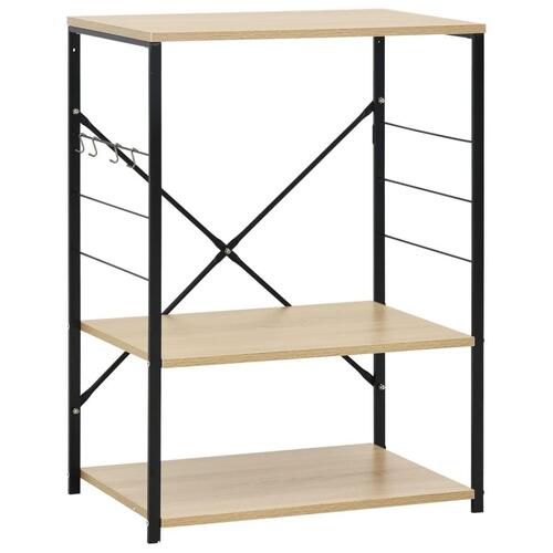 Køkkenreol til mikroovn 60x39,6x79,5 cm konstrueret træ sort/eg