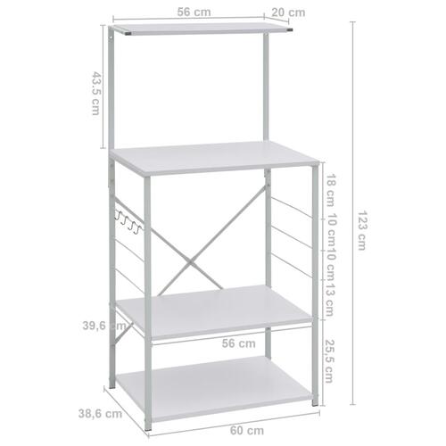 Køkkenreol til mikroovn 60x39,6x123 cm konstrueret træ hvid