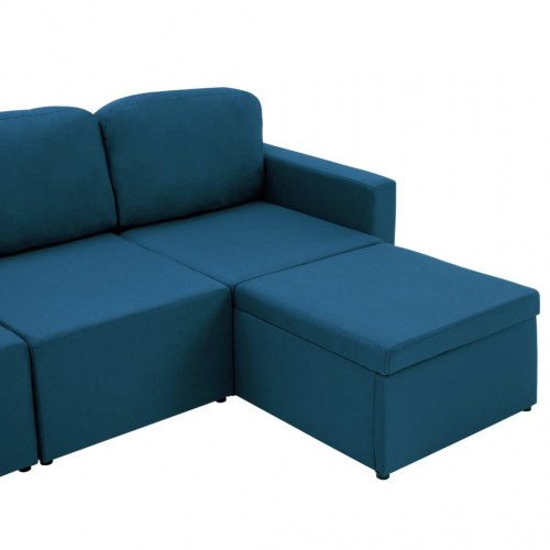 3-personers sovesofa modulær stof blå