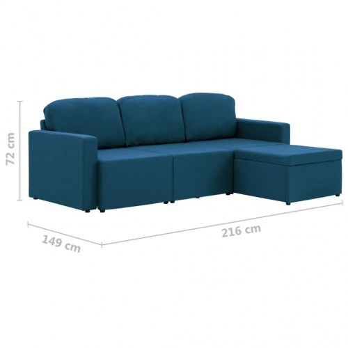 3-personers sovesofa modulær stof blå