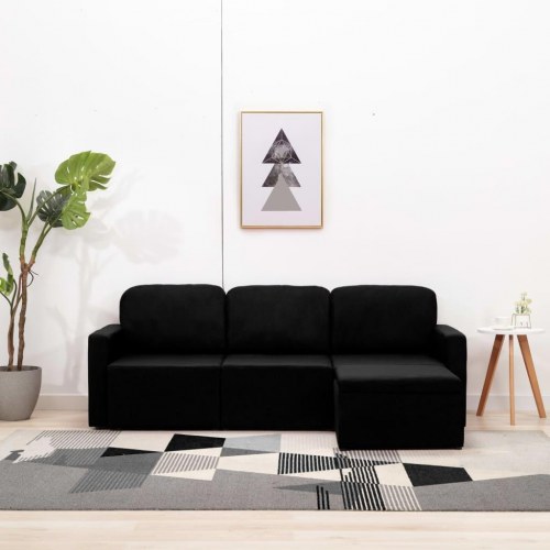 3-personers sovesofa modulær stof sort