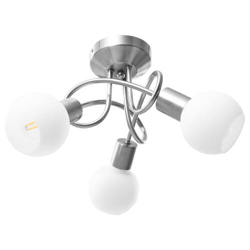 Loftlampe med keramiske lampeskærme til 3 E14-pærer hvid