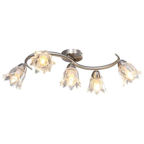 Loftlampe transparente glasskærme til 5 E14-pærer tulipanform