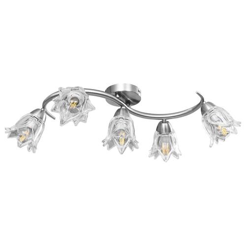 Loftlampe transparente glasskærme til 5 E14-pærer tulipanform
