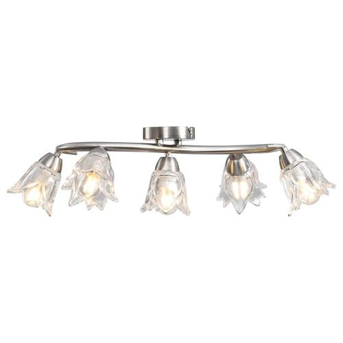 Loftlampe transparente glasskærme til 5 E14-pærer tulipanform