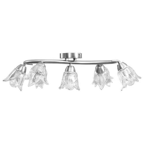 Loftlampe transparente glasskærme til 5 E14-pærer tulipanform