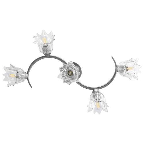 Loftlampe transparente glasskærme til 5 E14-pærer tulipanform