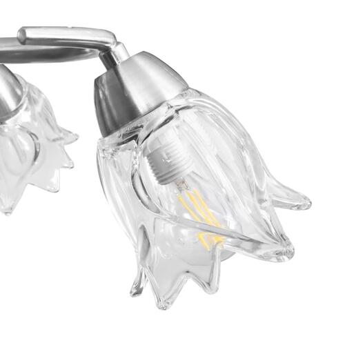 Loftlampe transparente glasskærme til 5 E14-pærer tulipanform