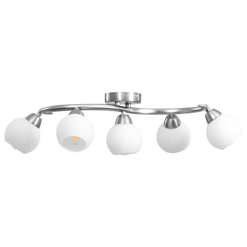 Loftlampe med keramiske lampeskærme til 5 E14-pærer hvid