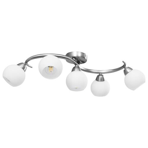 Loftlampe med keramiske lampeskærme til 5 E14-pærer hvid