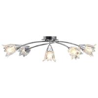 Loftlampe transparente glasskærme til 5 E14-pærer tulipanform