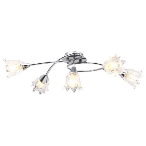Loftlampe transparente glasskærme til 5 E14-pærer tulipanform