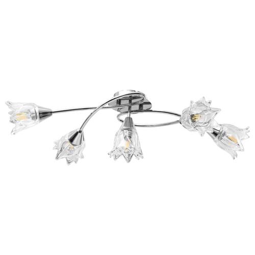 Loftlampe transparente glasskærme til 5 E14-pærer tulipanform