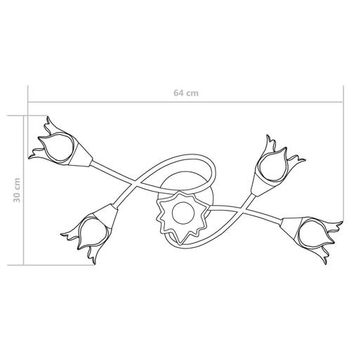 Loftlampe transparente glasskærme til 5 E14-pærer tulipanform