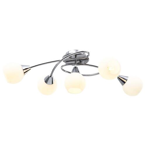 Loftlampe med keramiske lampeskærme til 5 E14-pærer hvid