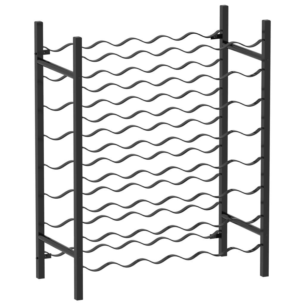Vinreol til 48 flasker metal sort