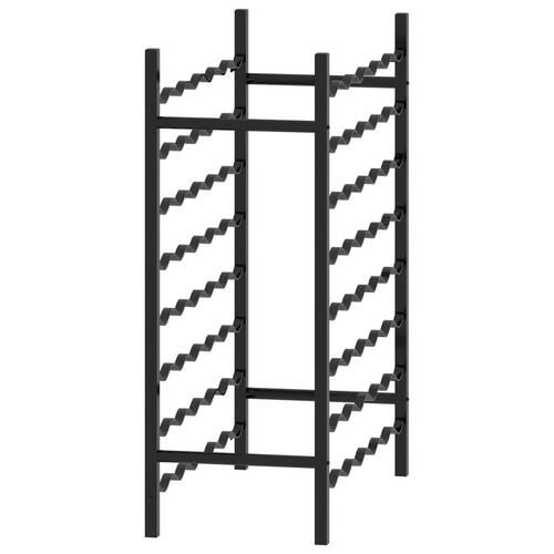 Vinreol til 48 flasker metal sort