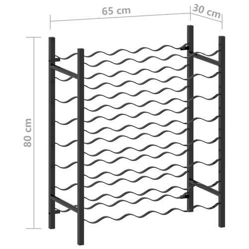 Vinreol til 48 flasker metal sort