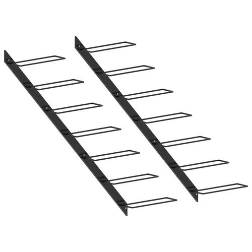 Væghængte vinreoler 2 stk. til 14 vinflasker metal sort