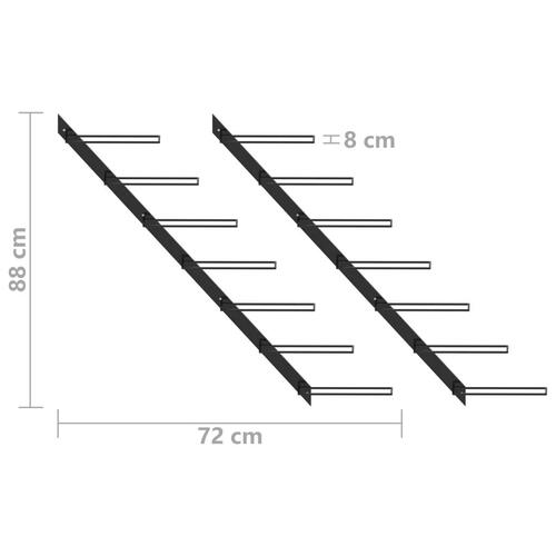 Væghængte vinreoler 2 stk. til 14 vinflasker metal sort