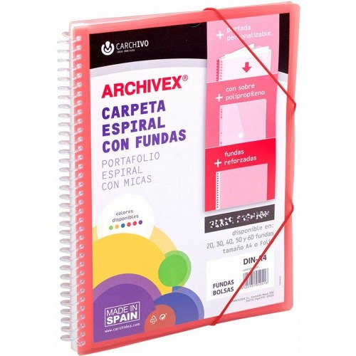 Carchivo Archivex-Star organiser mappe A4 - rød, spiral med 60 lommer