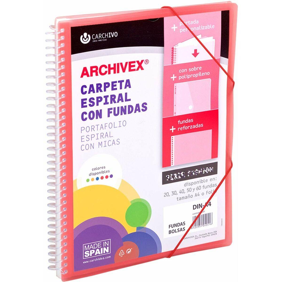 Carchivo Archivex-Star organiser mappe A4 - rød, spiral med 60 lommer