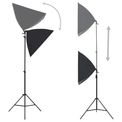 Fotostudiesæt med softbox-lamper og baggrund