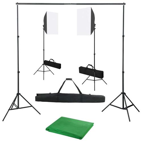 Fotostudiesæt med softboxlampe og baggrund