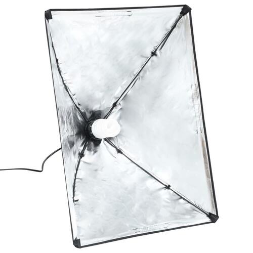 Fotostudiesæt med softboxlampe og baggrund