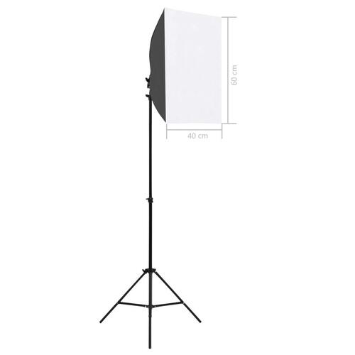 Fotostudiesæt med softbox-lamper og baggrund