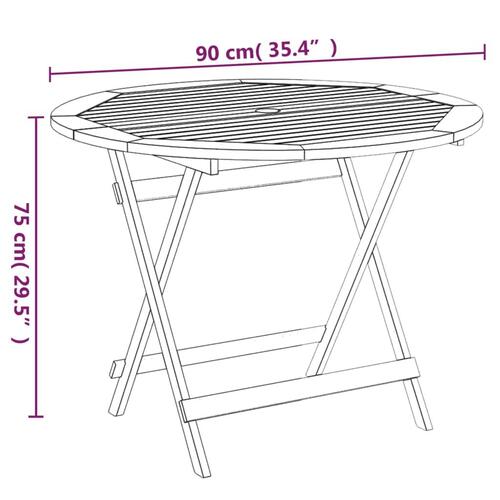 Foldbart havebord Ø 90x75 cm massivt akacietræ