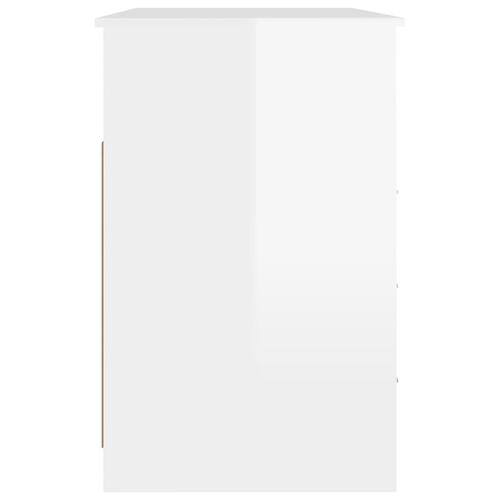Skrivebord m. skuffe 102x50x76 cm konstrueret træ hvid højglans