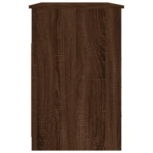 Skrivebord m. skuffer 102x50x76 cm konstrueret træ brun egetræ