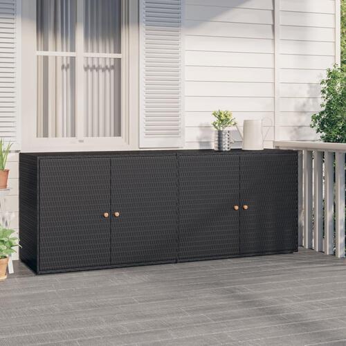 Opbevaringsskab til haven 198x55,5x80 cm polyrattan sort