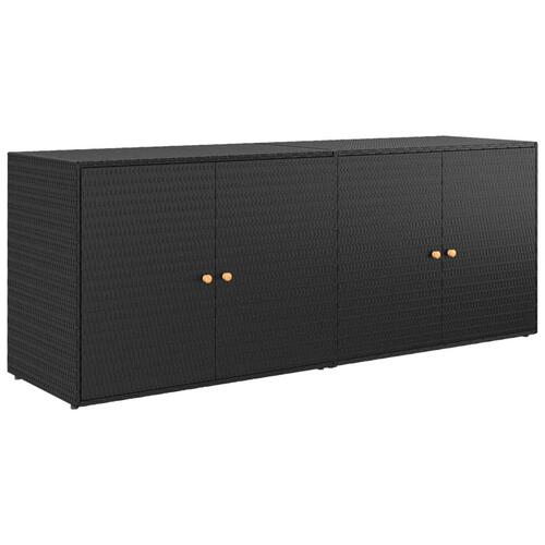 Opbevaringsskab til haven 198x55,5x80 cm polyrattan sort