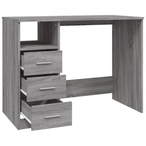 Skrivebord m. skuffer 102x50x76cm konstrueret træ grå sonoma-eg