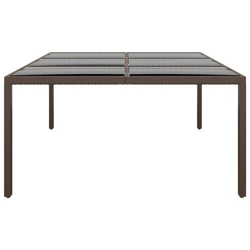 Havebord med glasplade 200x150x75 cm rattan brun