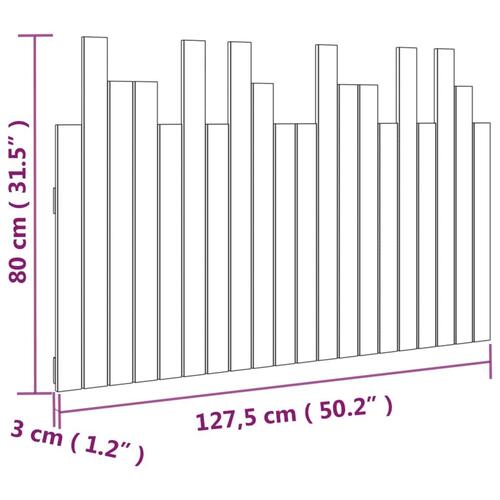 Sengegavl 127,5x3x80 cm massivt fyrretræ grå