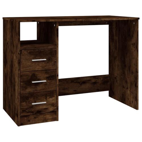 Skrivebord m. skuffer 102x50x76 cm konstrueret træ røget egetræ
