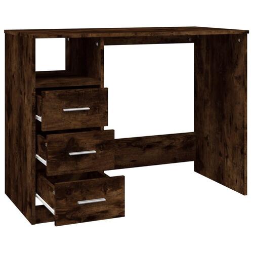 Skrivebord m. skuffer 102x50x76 cm konstrueret træ røget egetræ